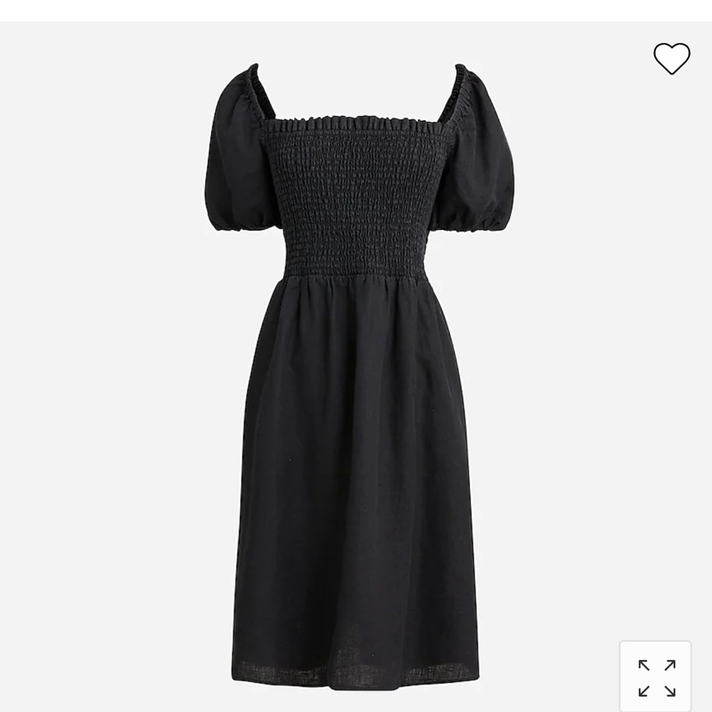 Puff sleeve smoked mini linen dress